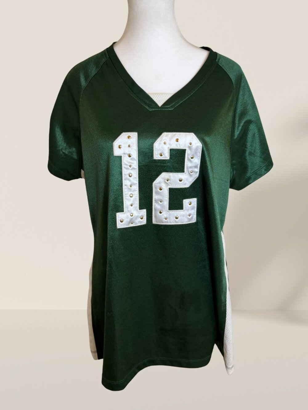 NFL Team Apparel Green Bay Packers #12 Jersey XL White Studded Aaron Rodgers